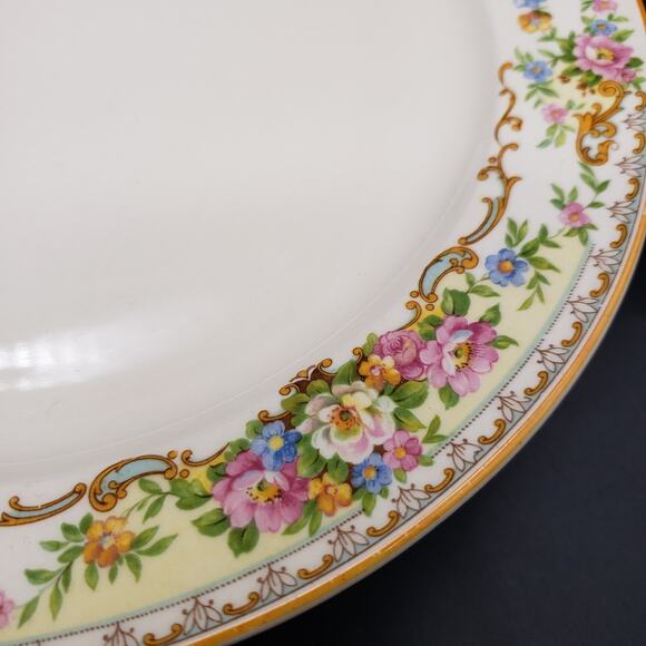 Vintage Edwin Knowles Hostess Luncheon Plate 9.25" – Floral Scrolls Multicolor - Picture 3 of 7